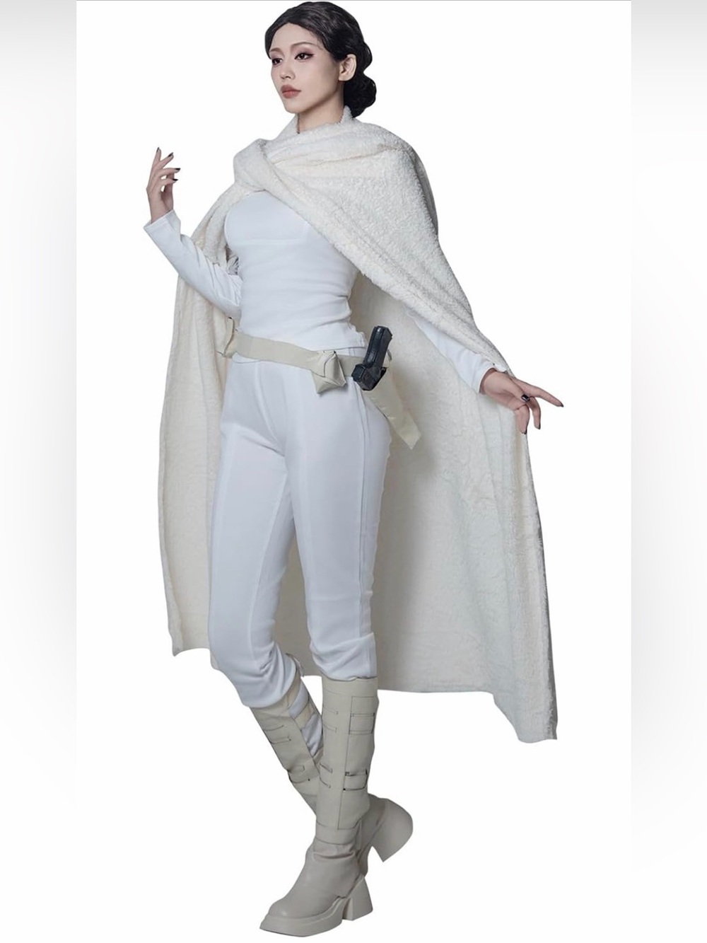 🪐Adult Star Wars Padme’ Small White Two-Piece Top & Legging Set w/ Accessories - Picture 12 of 15